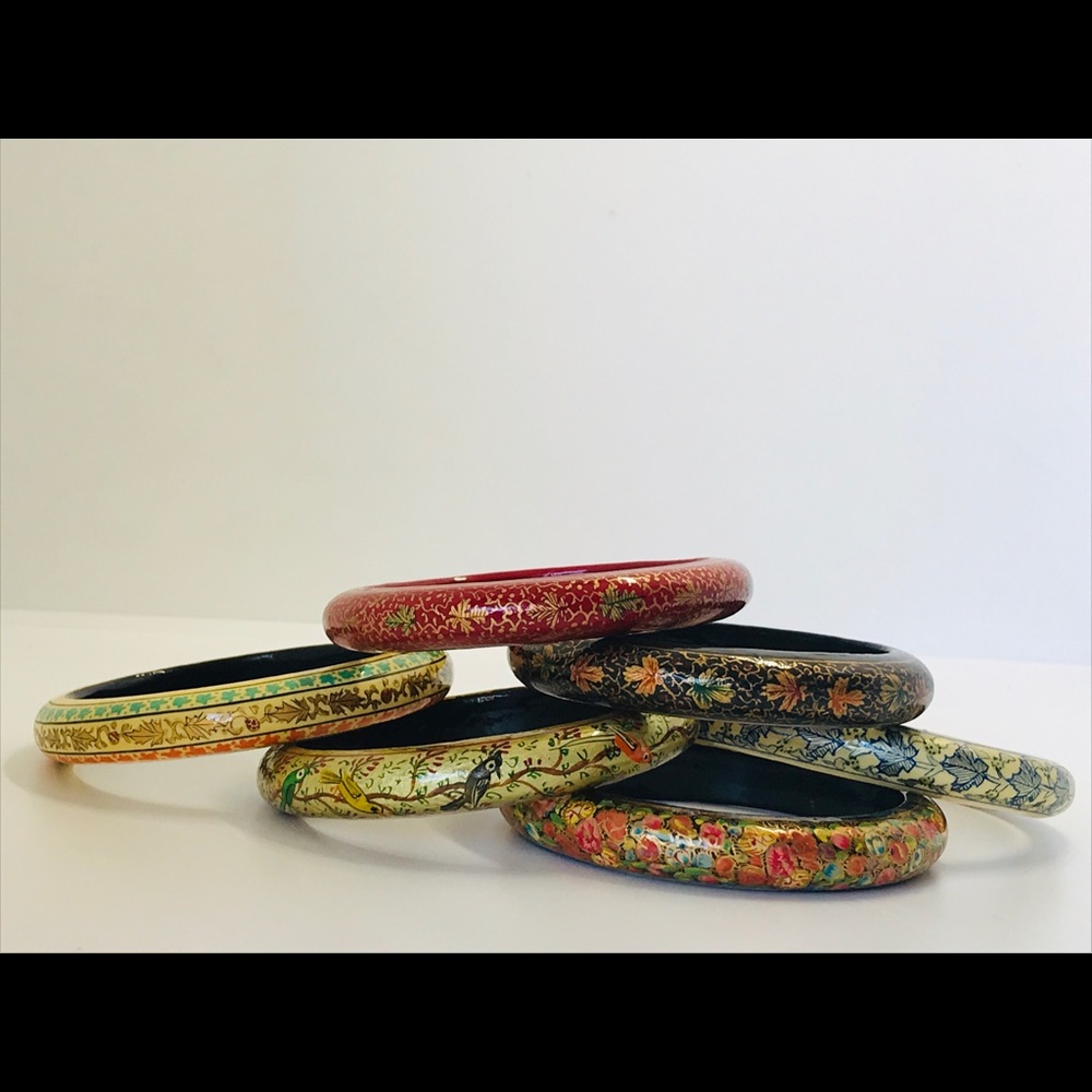 Vintage Hand Painted Boho Bangle Bracelets